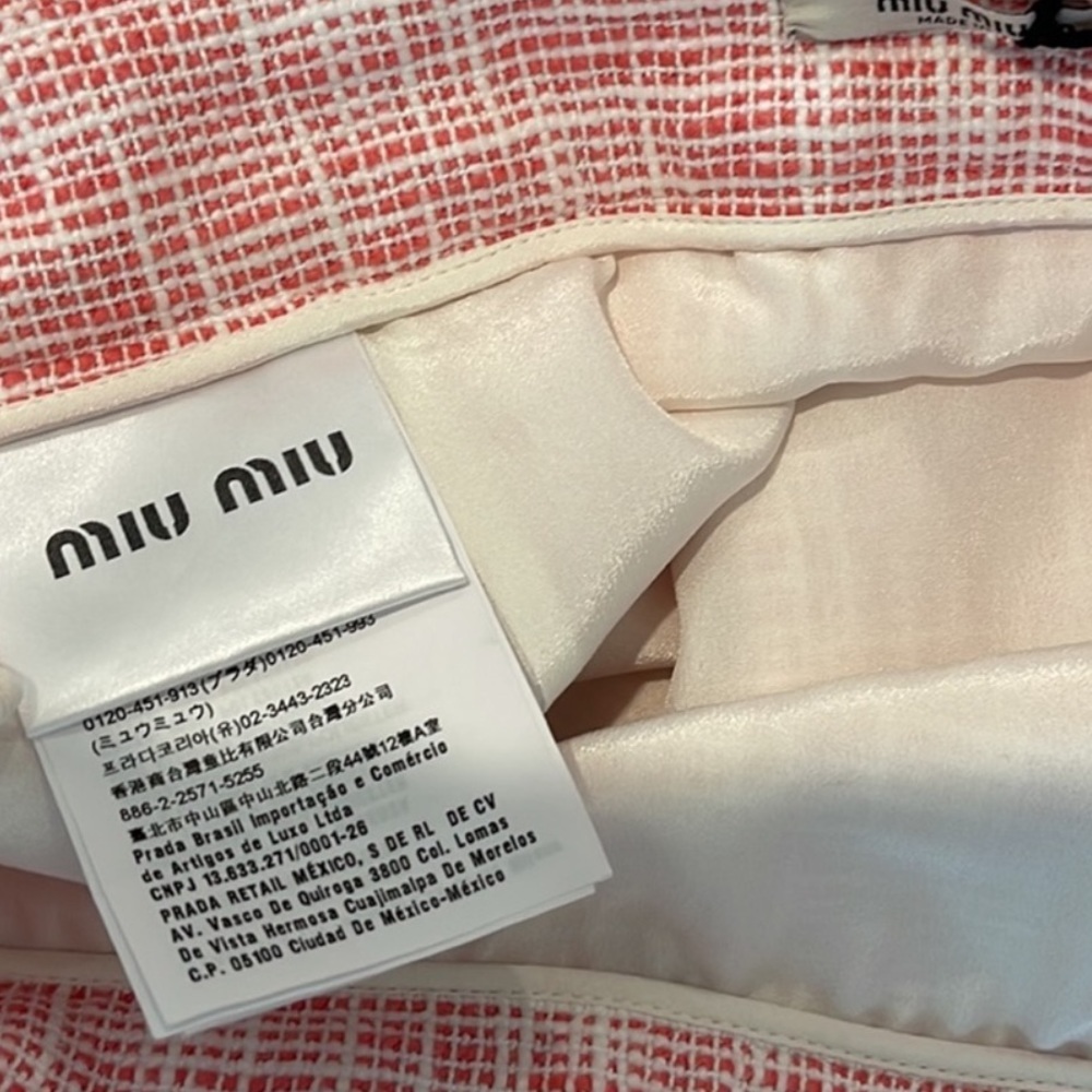Miu Miu 2019 Tweed Coral Mini Skirt Size 4 NWT - Picture 5 of 12
